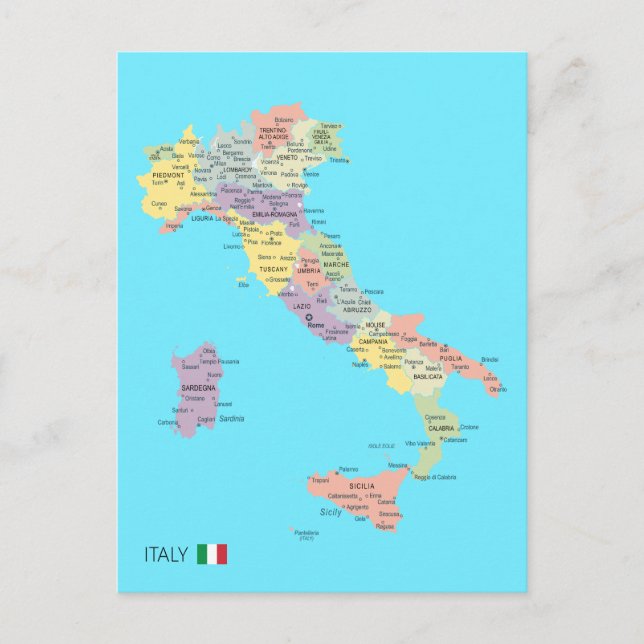 Postale Carte isolée des régions d'Italie (Devant)