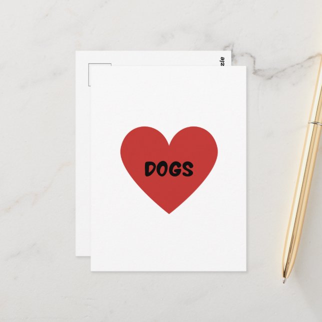 Postale Carte J'adore les Chiens (Devant/Arrière en situation)