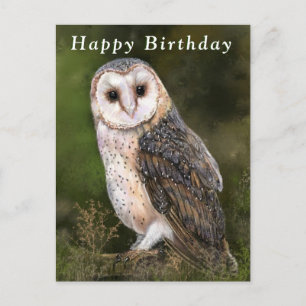 Postale Carte Joyeux Anniversaire avec Effraie des clocher