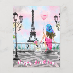 Postale Carte Joyeux Anniversaire Femme avec Ballon en For