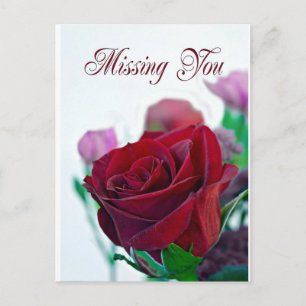 Postale Carte manquante avec une rose rouge classique