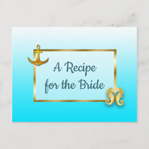 Postale Carte mariage Aqua Blue & Gold Seahorse Recette