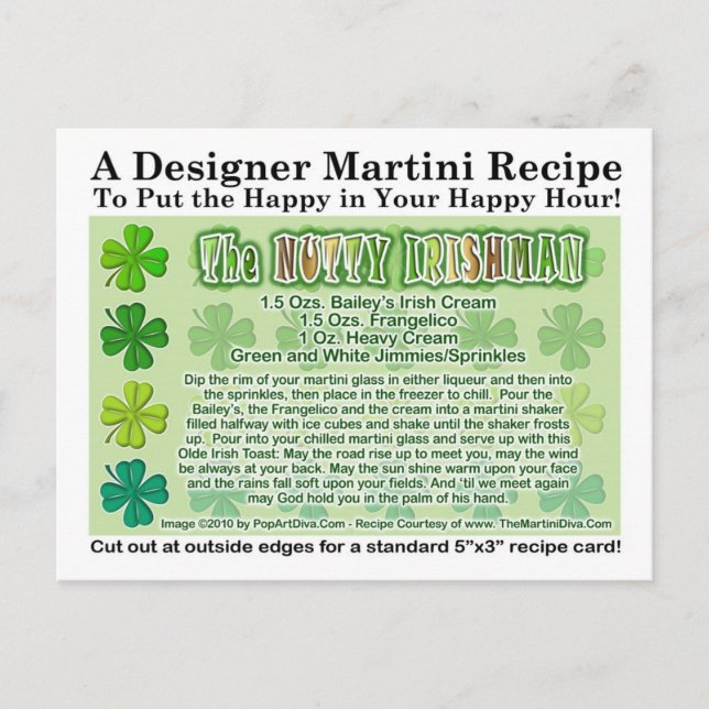 Postale Carte Martini Nutty Irishman St. Patrick (Devant)