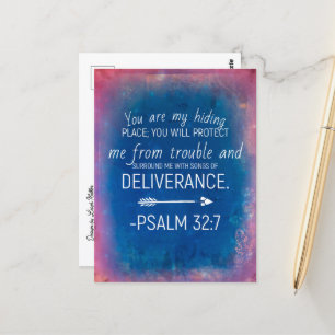 Postale Carte mémoire de verset biblique Psaume 32:7 - Car