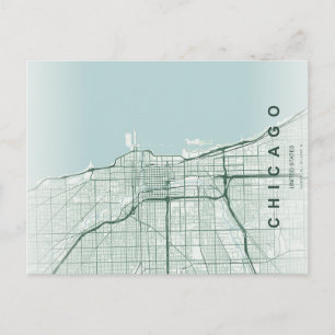 Postale Carte minimale de la ville de Chicago sur carte po