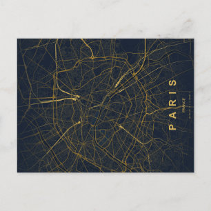Postale Carte minimale de la ville de Paris sur carte post