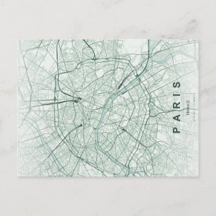 Postale Carte minimale de la ville de Paris sur carte post