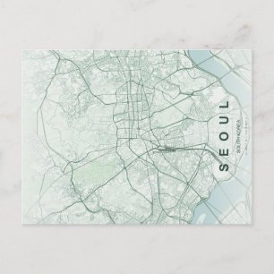 Postale Carte minimale de Séoul Corée du Sud