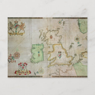 Postale Carte montrant l'itinéraire de la flotte Armada