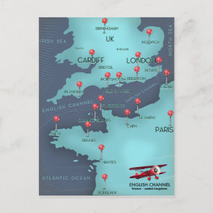 Postale Carte nautique de la Manche