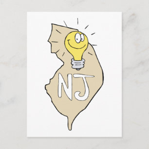 Postale Carte New Jersey NJ avec amusant dessin à bulbe lé