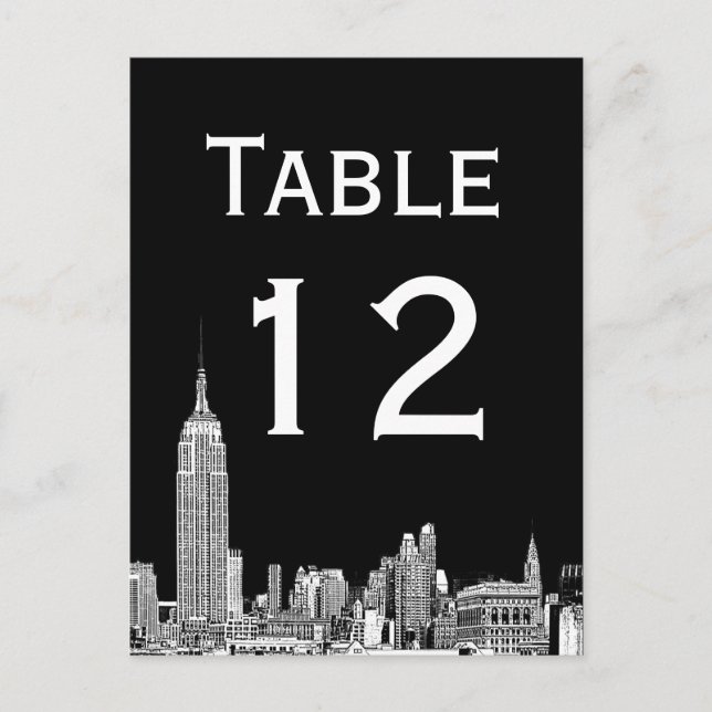 Postale Carte numérique NYC Skyline 01 Etched Table Number (Devant)