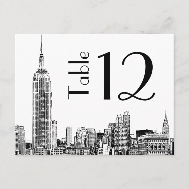 Postale Carte numérique NYC Skyline 01 Etched Table Number (Devant)