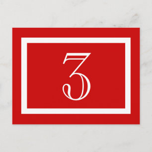Postale Carte Numéro de tableau - Rouge - Personnalisable