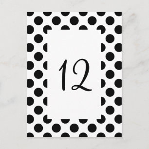 Postale Carte numérotée de table à pois noirs