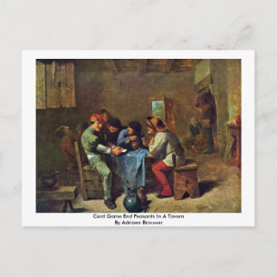 Postale Carte Paysans De Fin De Jeu Dans Une Taverne