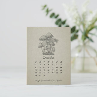 Postale Carte personnalisable de décembre Champignon Vinta