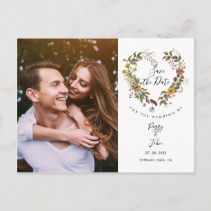 Postale Carte Photo de Faire-Part Floral en Forme de Coeur