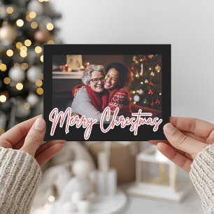 Postale Carte photo de Noël Moderne Cadre Noir Joyeux Noël