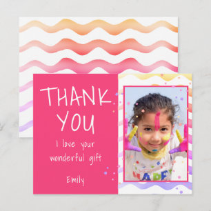 Postale Carte photo de remerciement d'anniversaire rose po