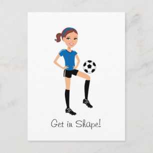 Postale Carte pliée de soccer caricaturale pour fille
