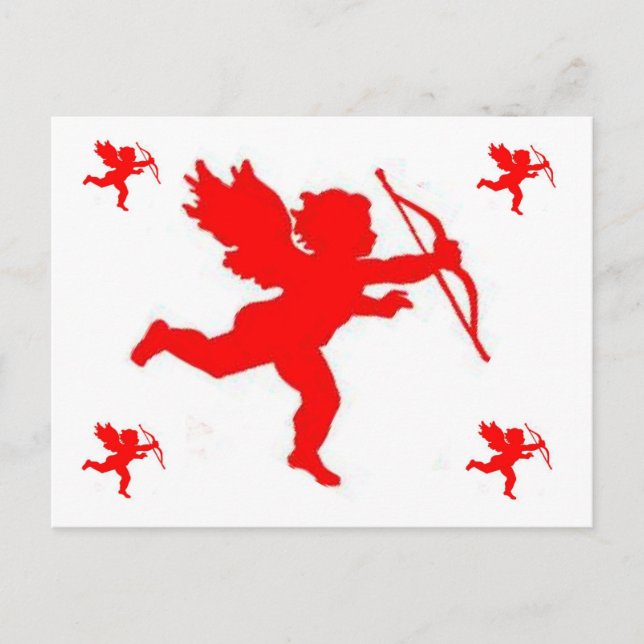 Postale Carte Post Cupid Red Plain (Devant)