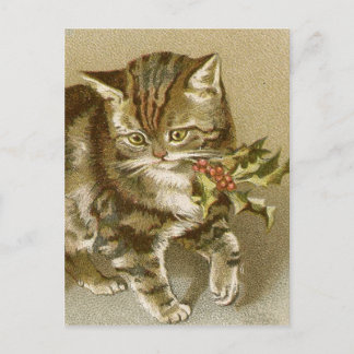 Postale Carte postale: Kitty avec Holly Sprig