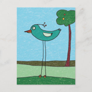 Postale Carte postale, Oiseau Mignon et Arbre