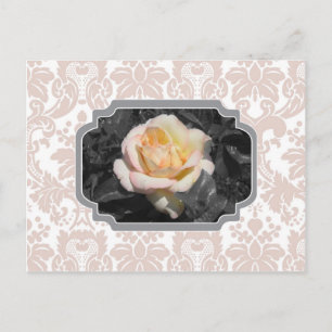 Postale Carte pour notes de Damas de rose jaune