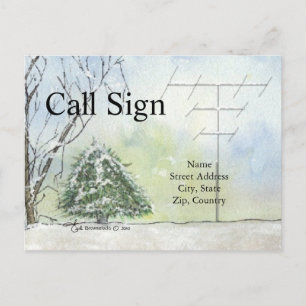 Postale Carte QSL de la radio d'antenne d'hiver de l'aquar
