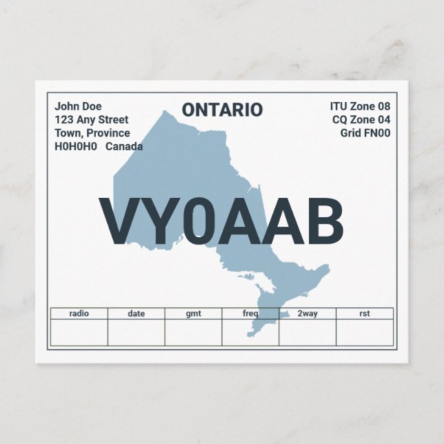 Postale Carte QSL de l'Ontario (Devant)