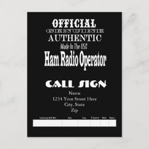 Postale Carte QSL officielle Fabriquée aux États-Unis Ham 