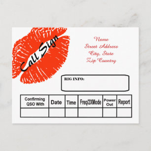 Postale Carte QSL Radio Ham à baguette rouge