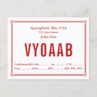 Carte QSL Retro Bordure rouge Corner Ornements