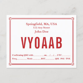 Postale Carte QSL Retro Bordure rouge Corner Ornements