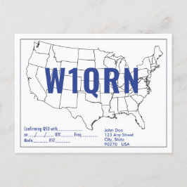 Postale Carte QSL Retro États-Unis Carte Blue Text