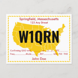 Postale Carte QSL Retro USA Yellow Map