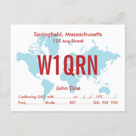 Postale Carte QSL Retro World Blue