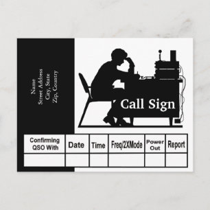 Postale Carte QSL Silhouette noire de l'opérateur radio de