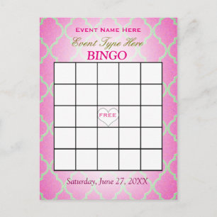 Postale Carte   Quatrefoil rose de bingo-test