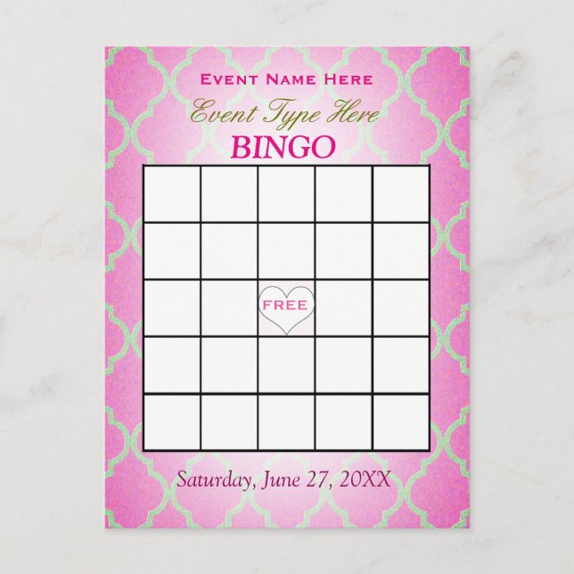 Postale Carte | Quatrefoil rose de bingo-test (Devant)