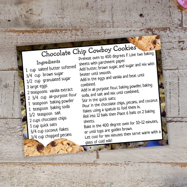 Postale Carte Recette Chip Chocolat Cookies Cookies (Créateur téléchargé)