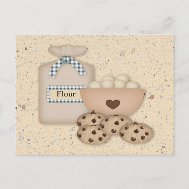 Postale Carte Recette Cookies Cuisine (Devant)