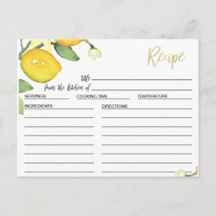 Postale Carte Recette Fête des mariées Citron Et Foliage