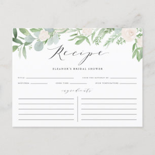 Postale Carte Recette Fête des mariées Gris Florals