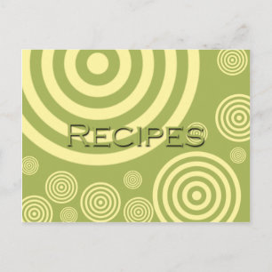Postale Carte Recette Retro Cercles Vert et Jaune