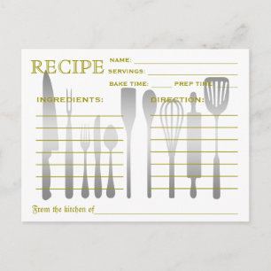 Postale Carte Recette Rétro Colorée Grattée