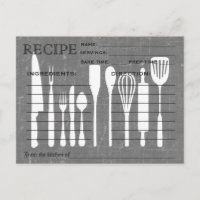 Carte Recette Retro Tableau noir Outils de cuisine
