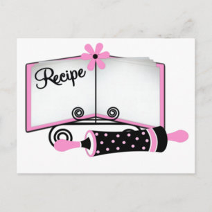 Postale Carte Recette rose et noire