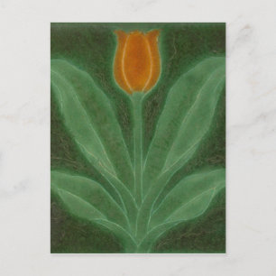 Postale Carte Repro Jaune Vert Tulipe Art Nouveau Carrelag